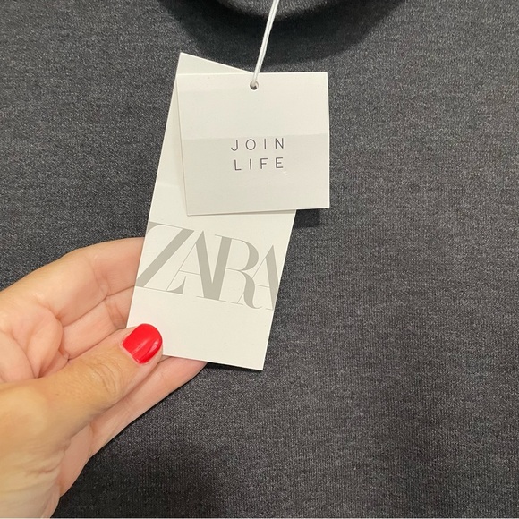 Zara Gray Mid Length Short Sleeve T-Shirt Dress, Size Small, NWT - Picture 5 of 9